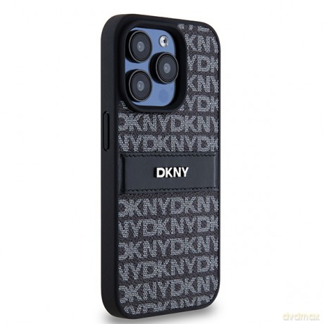 DKNY nakładka do iPhone 15 Pro Max 6,7" DKHCP15XPRTHSLK czarna HC PU repeat texture pattern w tonal stripe
