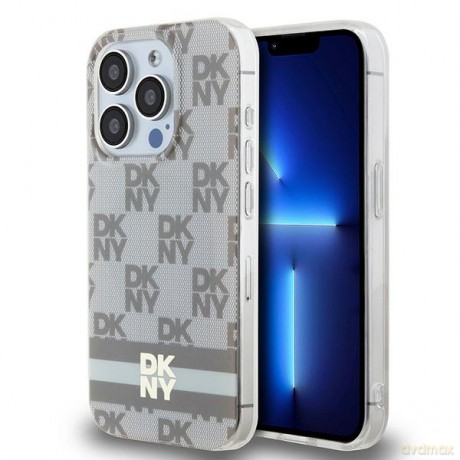 DKNY nakładka do iPhone 15 Pro Max 6,7" DKHMP15XHCPTSE różowa HC Magsafe pc tpu repeat texture pattern w stripe