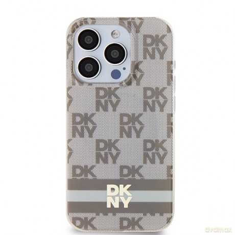 DKNY nakładka do iPhone 15 Pro Max 6,7" DKHMP15XHCPTSE różowa HC Magsafe pc tpu repeat texture pattern w stripe