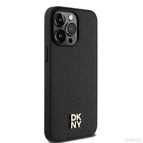 DKNY nakładka do iPhone 15 Pro Max 6,7" DKHMP15XPSHRPSK czarna HC Magsafe pu repeat pattern w stack logo