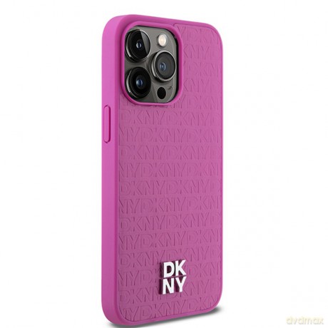 DKNY nakładka do iPhone 15 Pro Max 6,7" DKHMP15XPSHRPSP brązowa HC Magsafe pu repeat pattern w bottom stripe