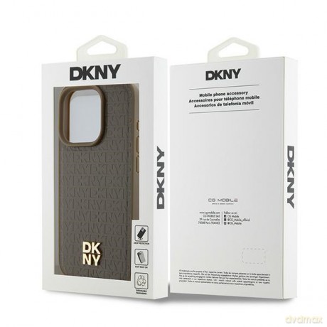 DKNY nakładka do iPhone 15 Pro Max 6,7" DKHMP15XPSHRPSW różowa HC Magsafe pu repeat pattern w stack logo