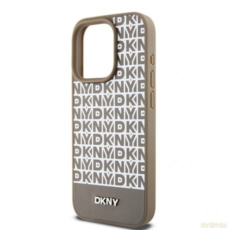 DKNY nakładka do iPhone 15 Pro Max 6,7" DKHMP15XPSOSPW czarna HC Magsafe pu repeat pattern w bottom stripe