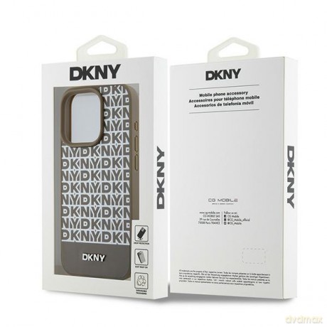 DKNY nakładka do iPhone 15 Pro Max 6,7" DKHMP15XPSOSPW czarna HC Magsafe pu repeat pattern w bottom stripe