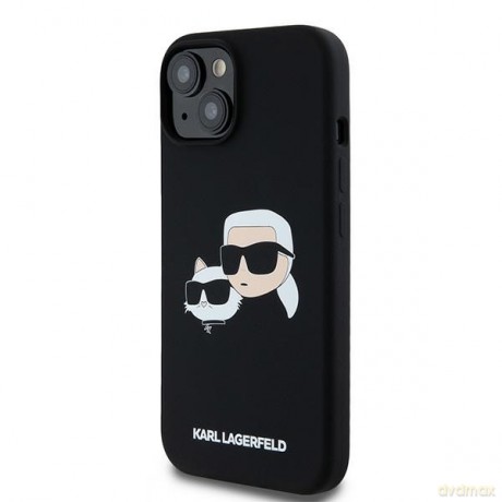 Karl Lagerfeld nakładka do iPhone 15 6,1" HC KLHMP15SSKCHPPLK czarna Magsafe silicone sil double heads print