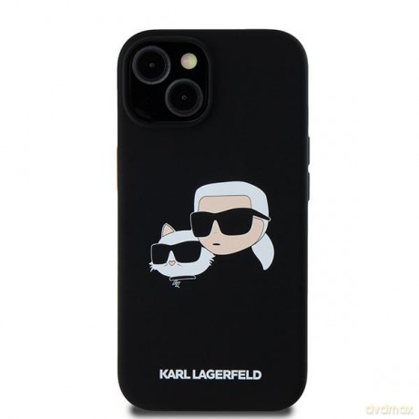 Karl Lagerfeld nakładka do iPhone 15 6,1" HC KLHMP15SSKCHPPLK czarna Magsafe silicone sil double heads print