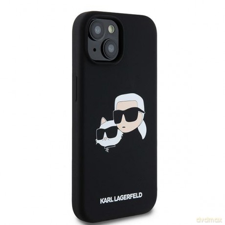 Karl Lagerfeld nakładka do iPhone 15 6,1" HC KLHMP15SSKCHPPLK czarna Magsafe silicone sil double heads print