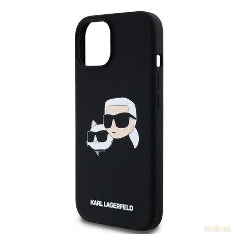 Karl Lagerfeld nakładka do iPhone 15 6,1" HC KLHMP15SSKCHPPLK czarna Magsafe silicone sil double heads print
