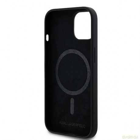 Karl Lagerfeld nakładka do iPhone 15 6,1" HC KLHMP15SSKCHPPLK czarna Magsafe silicone sil double heads print