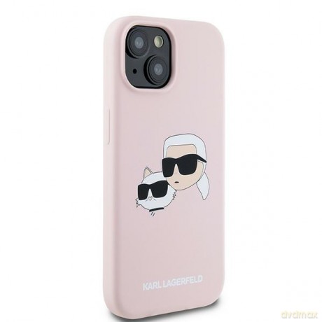 Karl Lagerfeld nakładka do iPhone 15 6,1" KLHMP15SSKCHPPLP różowa HC Magsafe silicone sil double heads print
