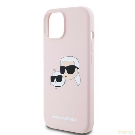 Karl Lagerfeld nakładka do iPhone 15 6,1" KLHMP15SSKCHPPLP różowa HC Magsafe silicone sil double heads print