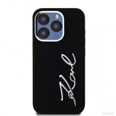 Karl Lagerfeld nakładka do iPhone 15 Pro 6,1" KLHCP15LSCMSMVK czarna HC silicone sign metal logo