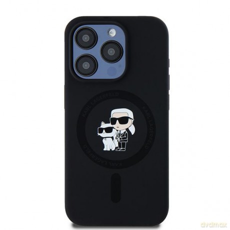 Karl Lagerfeld nakładka do iPhone 15 Pro 6,1" KLHMP15LSCMKCRHK czarna HC Magsafe silicone kc heads ring