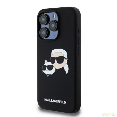 Karl Lagerfeld nakładka do iPhone 15 Pro 6,1" KLHMP15LSKCHPPLK czarna HC Magsafe silicone sil double heads print