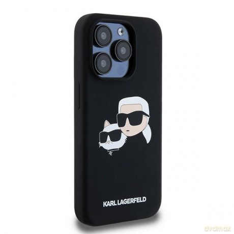 Karl Lagerfeld nakładka do iPhone 15 Pro 6,1" KLHMP15LSKCHPPLK czarna HC Magsafe silicone sil double heads print