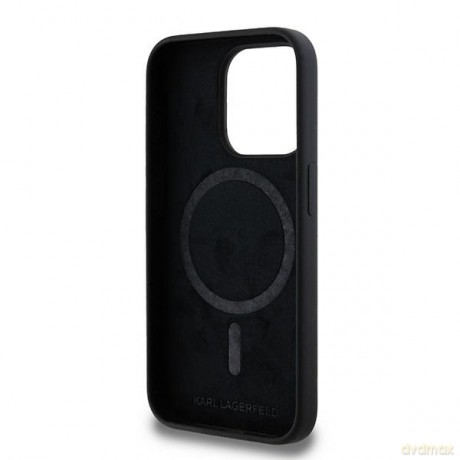 Karl Lagerfeld nakładka do iPhone 15 Pro 6,1" KLHMP15LSKCHPPLK czarna HC Magsafe silicone sil double heads print
