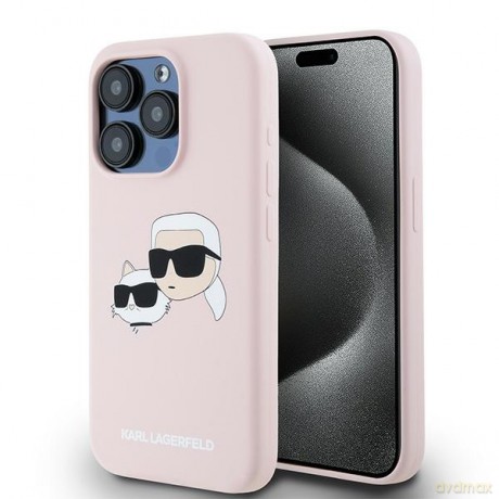 Karl Lagerfeld nakładka do iPhone 15 Pro 6,1" KLHMP15LSKCHPPLP różowa HC Magsafe silicone sil double heads print
