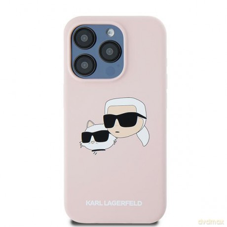 Karl Lagerfeld nakładka do iPhone 15 Pro 6,1" KLHMP15LSKCHPPLP różowa HC Magsafe silicone sil double heads print