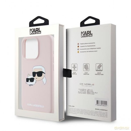 Karl Lagerfeld nakładka do iPhone 15 Pro 6,1" KLHMP15LSKCHPPLP różowa HC Magsafe silicone sil double heads print