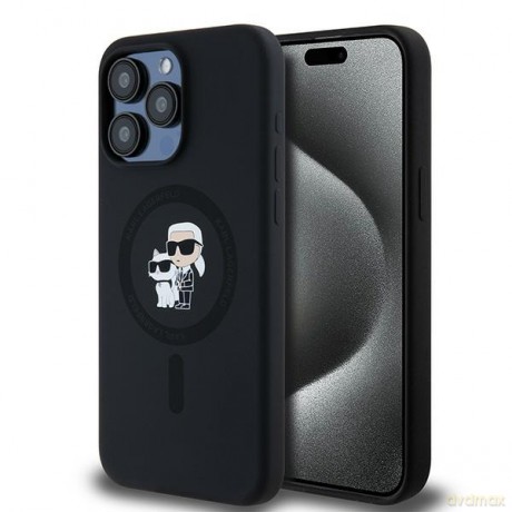 Karl Lagerfeld nakładka do iPhone 15 Pro Max 6,7" KLHMP15XSCMKCRHK czarna HC Magsafe silicone kc heads ring