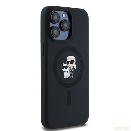 Karl Lagerfeld nakładka do iPhone 15 Pro Max 6,7" KLHMP15XSCMKCRHK czarna HC Magsafe silicone kc heads ring