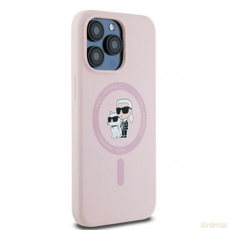Karl Lagerfeld nakładka do iPhone 15 Pro Max 6,7" KLHMP15XSCMKCRHP różowa HC Magsafe silicone kc heads ring