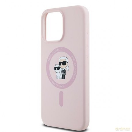Karl Lagerfeld nakładka do iPhone 15 Pro Max 6,7" KLHMP15XSCMKCRHP różowa HC Magsafe silicone kc heads ring