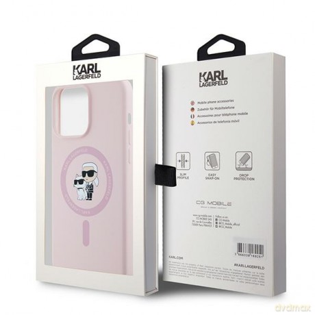 Karl Lagerfeld nakładka do iPhone 15 Pro Max 6,7" KLHMP15XSCMKCRHP różowa HC Magsafe silicone kc heads ring