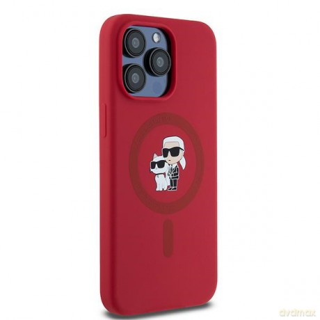 Karl Lagerfeld nakładka do iPhone 15 Pro Max 6,7" KLHMP15XSCMKCRHR HC czerwona Magsafe silicone kc heads ring