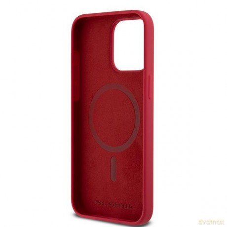 Karl Lagerfeld nakładka do iPhone 15 Pro Max 6,7" KLHMP15XSCMKCRHR HC czerwona Magsafe silicone kc heads ring