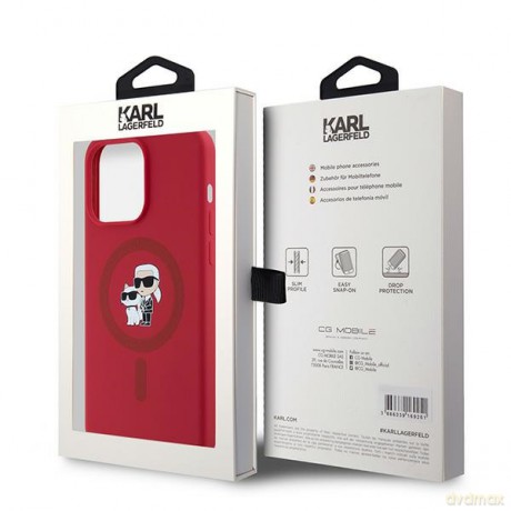Karl Lagerfeld nakładka do iPhone 15 Pro Max 6,7" KLHMP15XSCMKCRHR HC czerwona Magsafe silicone kc heads ring