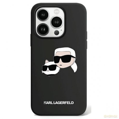 Karl Lagerfeld nakładka do iPhone 15 Pro Max 6,7" KLHMP15XSKCHPPLK czarna HC Magsafe silicone sil double heads print