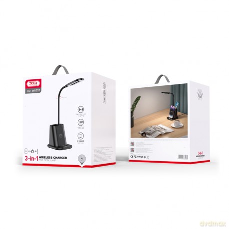 XO ładowarka bezprzewodowa indukcyjna WX032 25W czarna 3w1 lampa LED