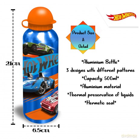 Bidon 500ml aluminiowy Hot Wheels HW00002 Kids Euroswan mix