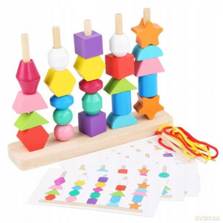 Drewno piramidki układanka + sorter 1009710