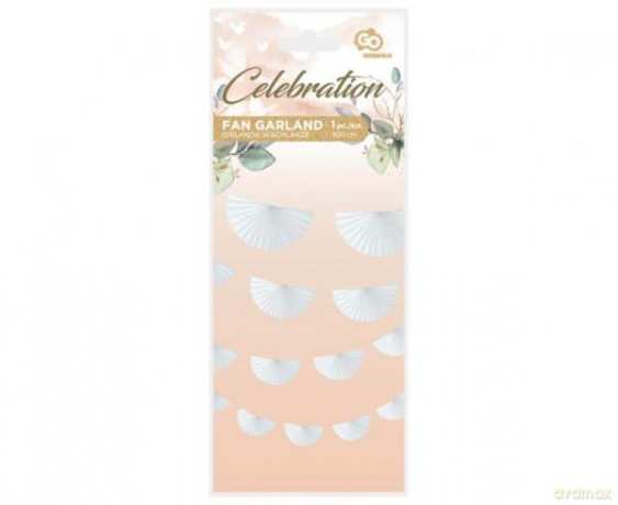 Girlanda papierowa W&C Wachlarze, biała, 300 cm, wachlarz 20 cm KK QT-GWBI