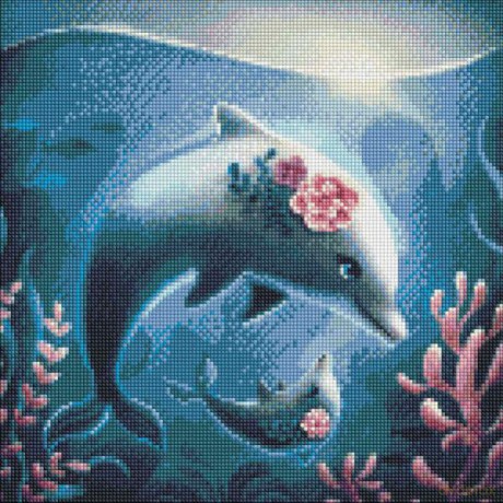 Haft diamentowy z ramą Diamentowa mozaika 40x40cm Spacer morski