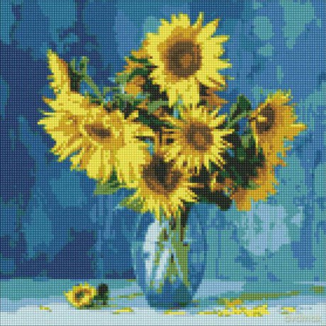 Haft diamentowy z ramą Diamentowa mozaika 40x40cm Ulubione słoneczniki