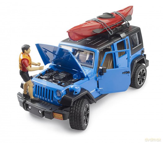 Jeep Wrangler Unlimited Rubicon z kajakiem i figurką kajakarza 02529 BRUDER