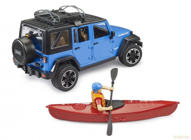 Jeep Wrangler Unlimited Rubicon z kajakiem i figurką kajakarza 02529 BRUDER