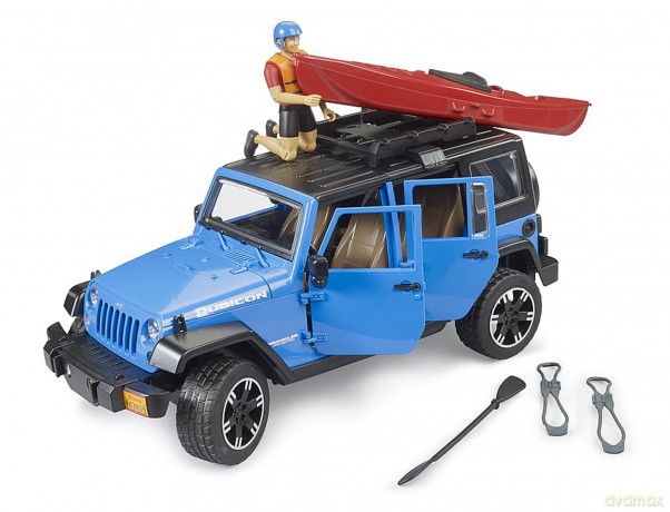 Jeep Wrangler Unlimited Rubicon z kajakiem i figurką kajakarza 02529 BRUDER