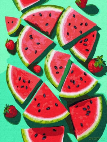 Malowanie po numerach z ramą 30x40cm Apetyczny arbuz