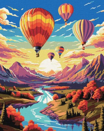 Malowanie po numerach z ramą 40x50cm Lot balonem