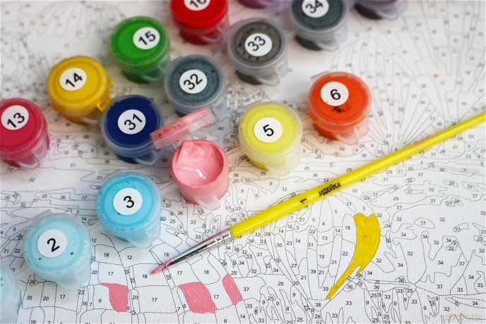 Malowanie po numerach z ramą 40x50cm Miasteczko u podnóża gór