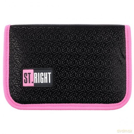 Piórnik dwuklapkowy bez wyposażenia ST.RIGHT PC-03 Black Glitter