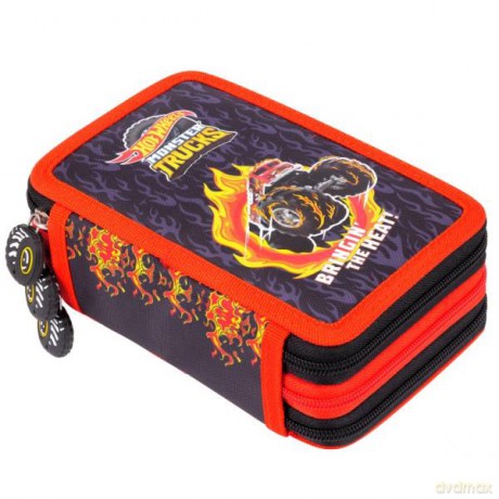 Piórnik potrójny z wyposażeniem Hot Wheels
