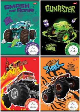 Zeszyt A4 32k linia podwójna dwukolorowa laminowany Hot Wheels, mix