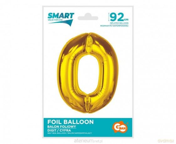 Balon foliowy Smart cyfra 0 złota 92cm