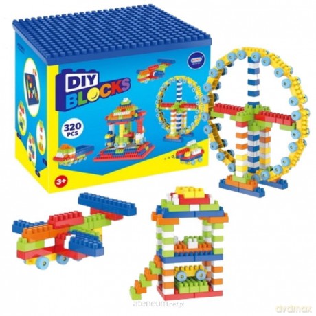 Klocki konstrukcyjne płytka w pojemniku 320el [KLOCKI]