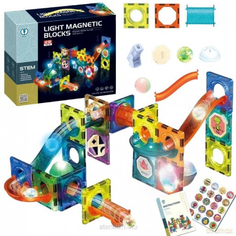 Klocki magnetyczne świecący tor 49el [KLOCKI]